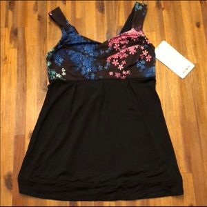 NWT Lululemon Black and Floral Tame Me Tank